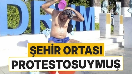 Şehrin Orta Yerinde Duş Protestosu! MUSKİ'den Açıklama Geldi