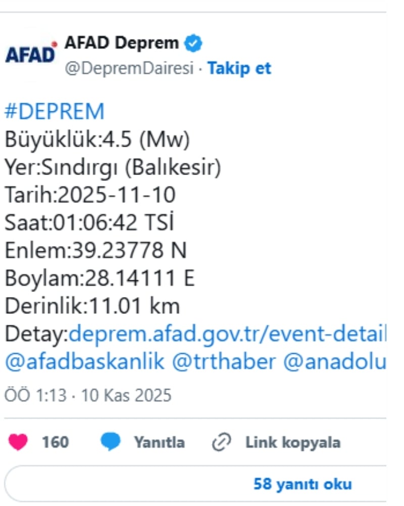 alıkesir’de 4.5 Büyüklüğünde Deprem: Çevre İller de Sallandı - görsel 1
