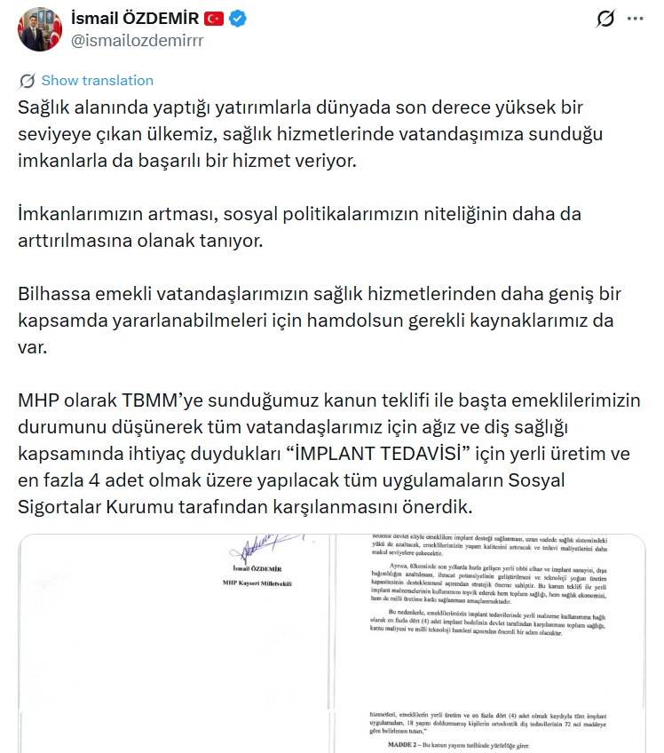 İmplant Tedavisi İçin SGK Desteği Meclis’te: 2 Şartla Ücretsiz Olacak - görsel 1