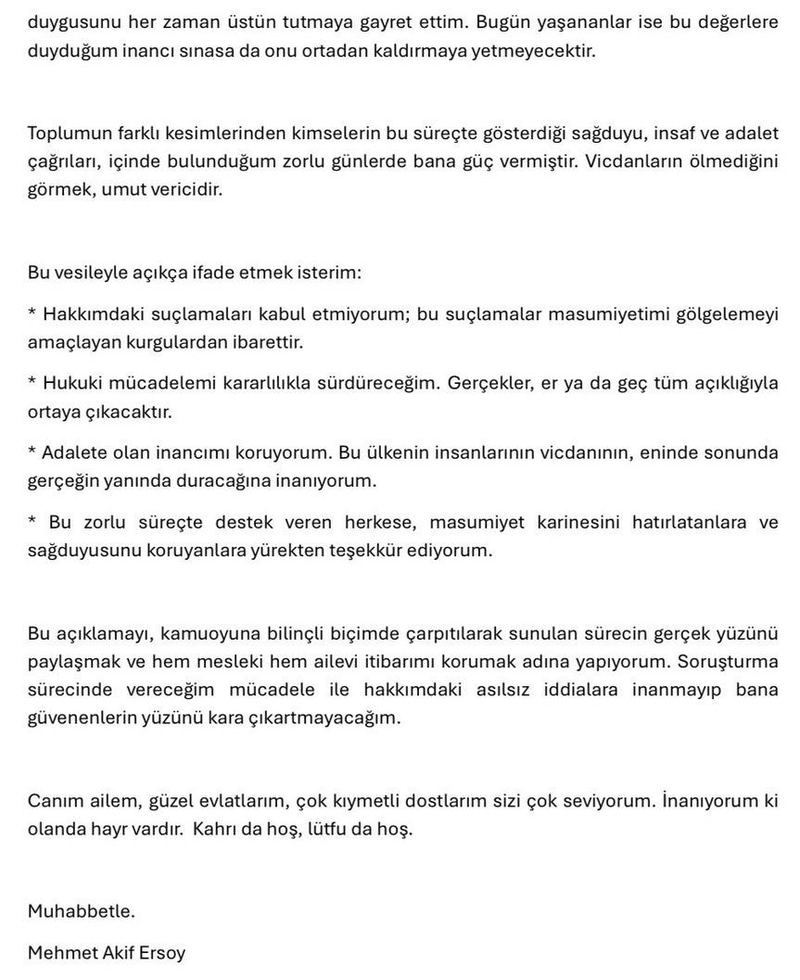 Mehmet Akif Ersoy'dan İlk Açıklama: Suçlamalar Masumiyetimi Gölgelemeyi Amaçlayan Kurgu - görsel 2
