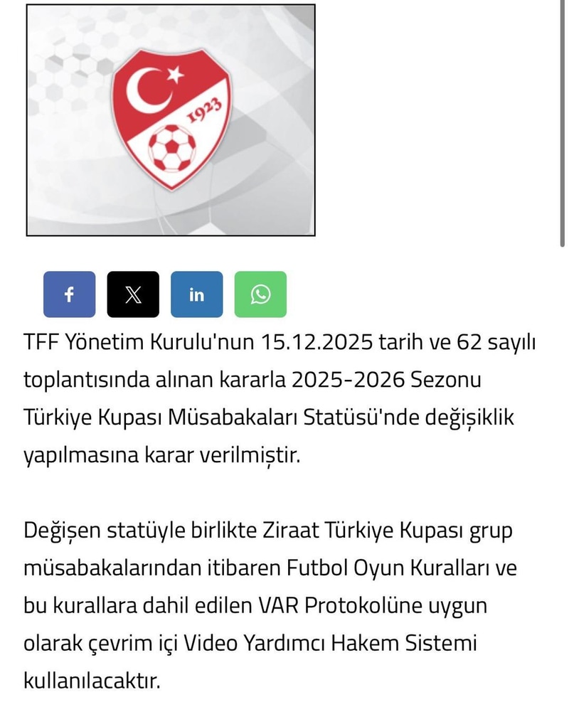 Türkiye Kupası'nda VAR Dönemi Başlıyor! TFF'den Resmi Açıklama Geldi - görsel 1